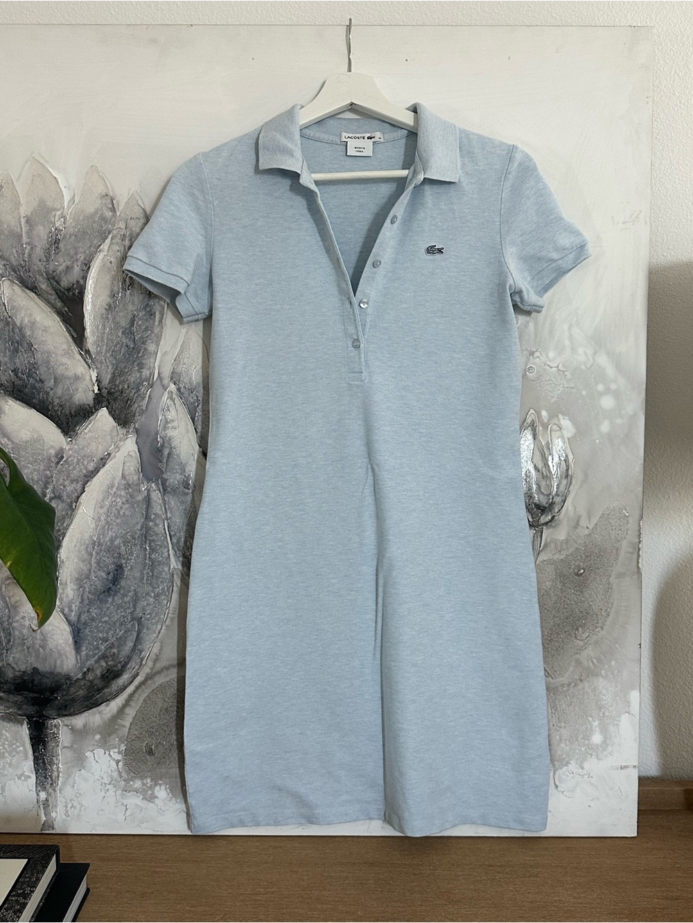 Lacoste Pale Blue Polo Mini Dress with Signature Croc
